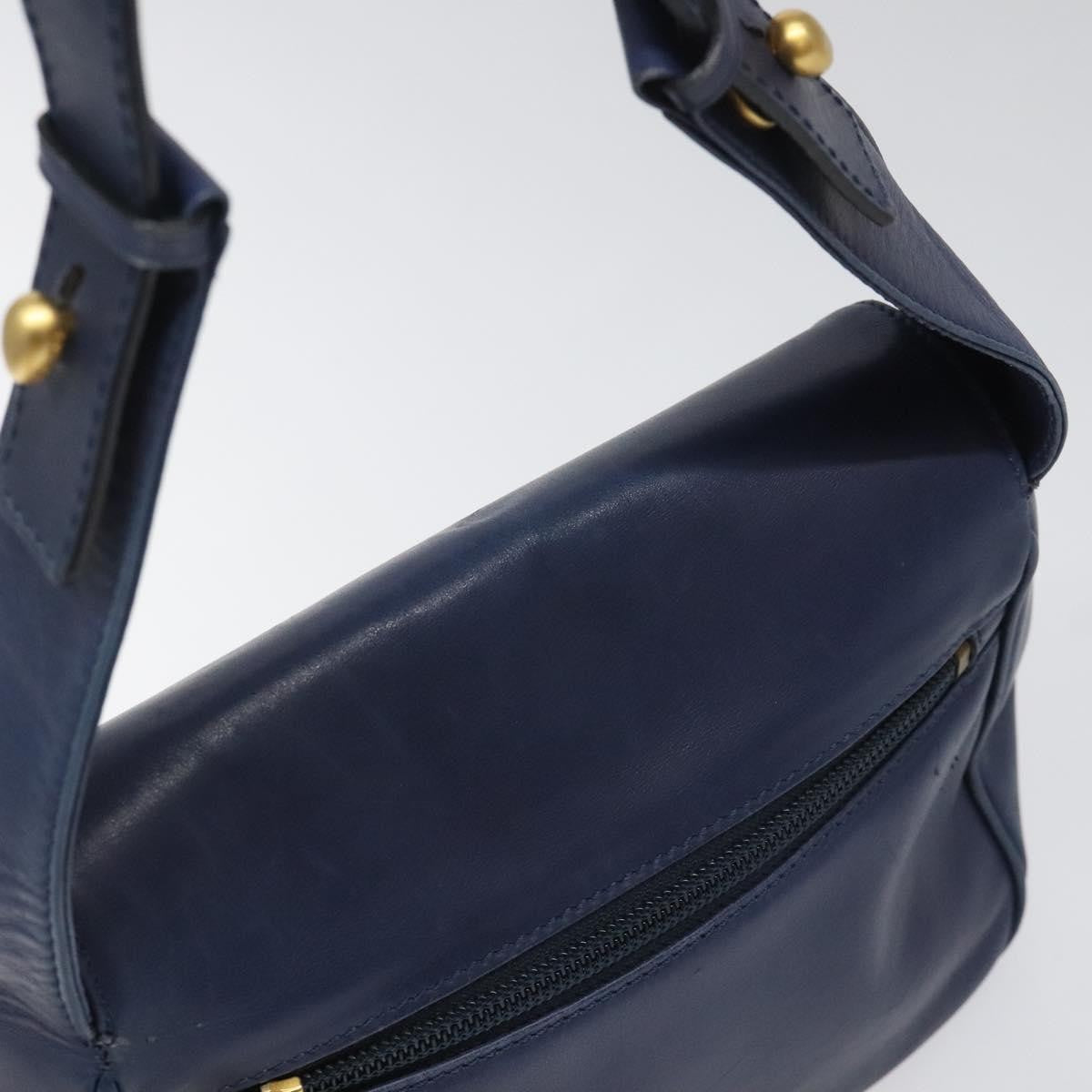Celine Vintage Circle Logo Crossbody Bag Leather, BLUE, LEATHER, Crossbody bag