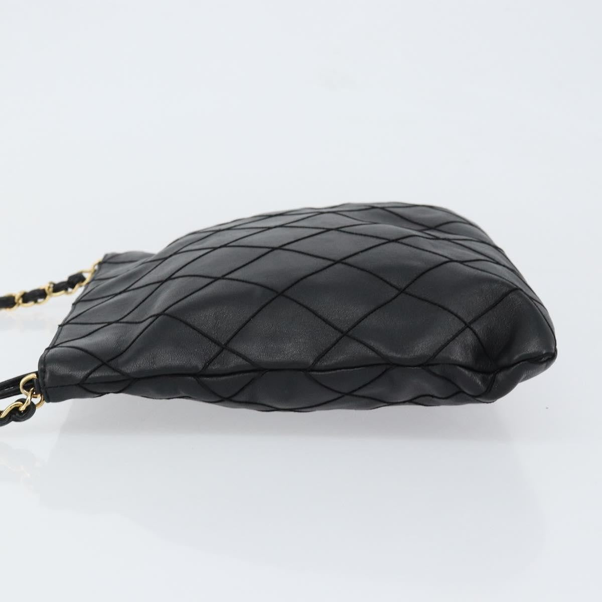 Chanel Vintage Shoulder Bag Leather, BLACK, LEATHER, Shoulder bag