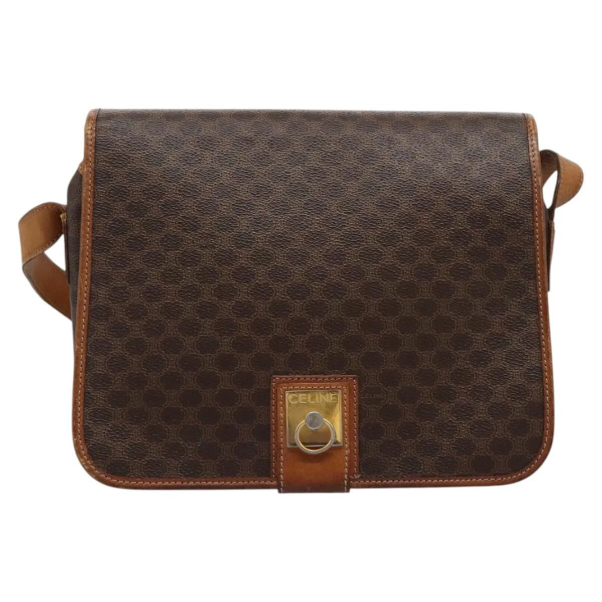 Celine Macadam Shoulder Bag PVC Leather, BROWN, CANVAS, Shoulder bag