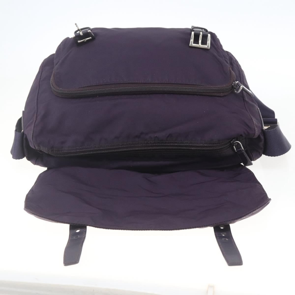 Prada Double Buckle Flap Messenger Bag Tessuto, PURPLE, NYLON, Shoulder bag