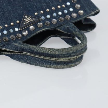 Prada Canapa Open Tote Denim, BLUE, CANVAS, Handbag