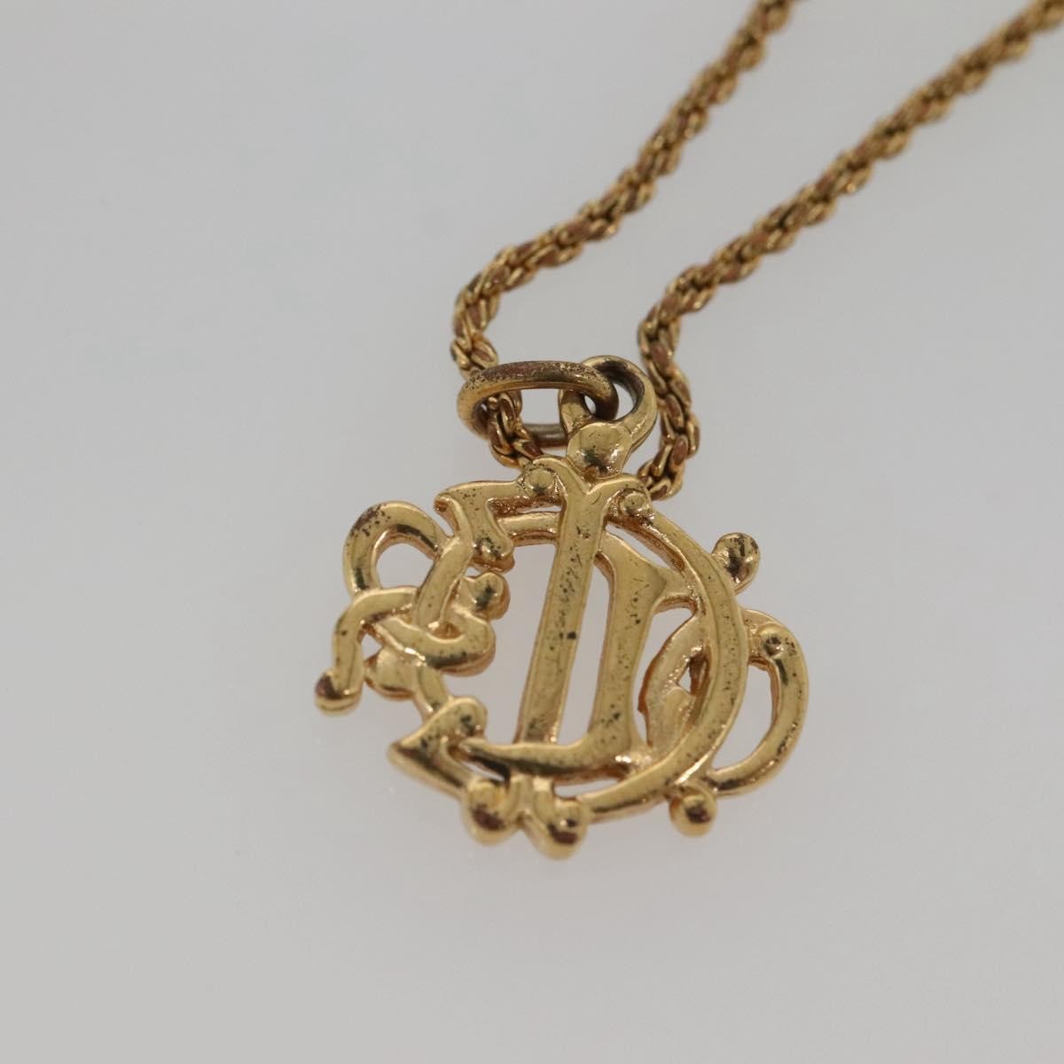 Christian Dior Logo Pendant Necklace Metal, GOLD, METAL, Necklace