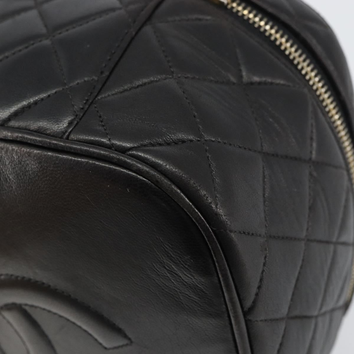 Chanel Vintage Cosmetic Case Quilted Lambskin, BLACK, LEATHER, Handbag