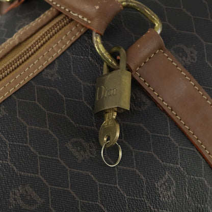 Christian Dior Vintage Honeycomb Boston bag Canvas and Leather, BLACK, CANVAS, Travel bag