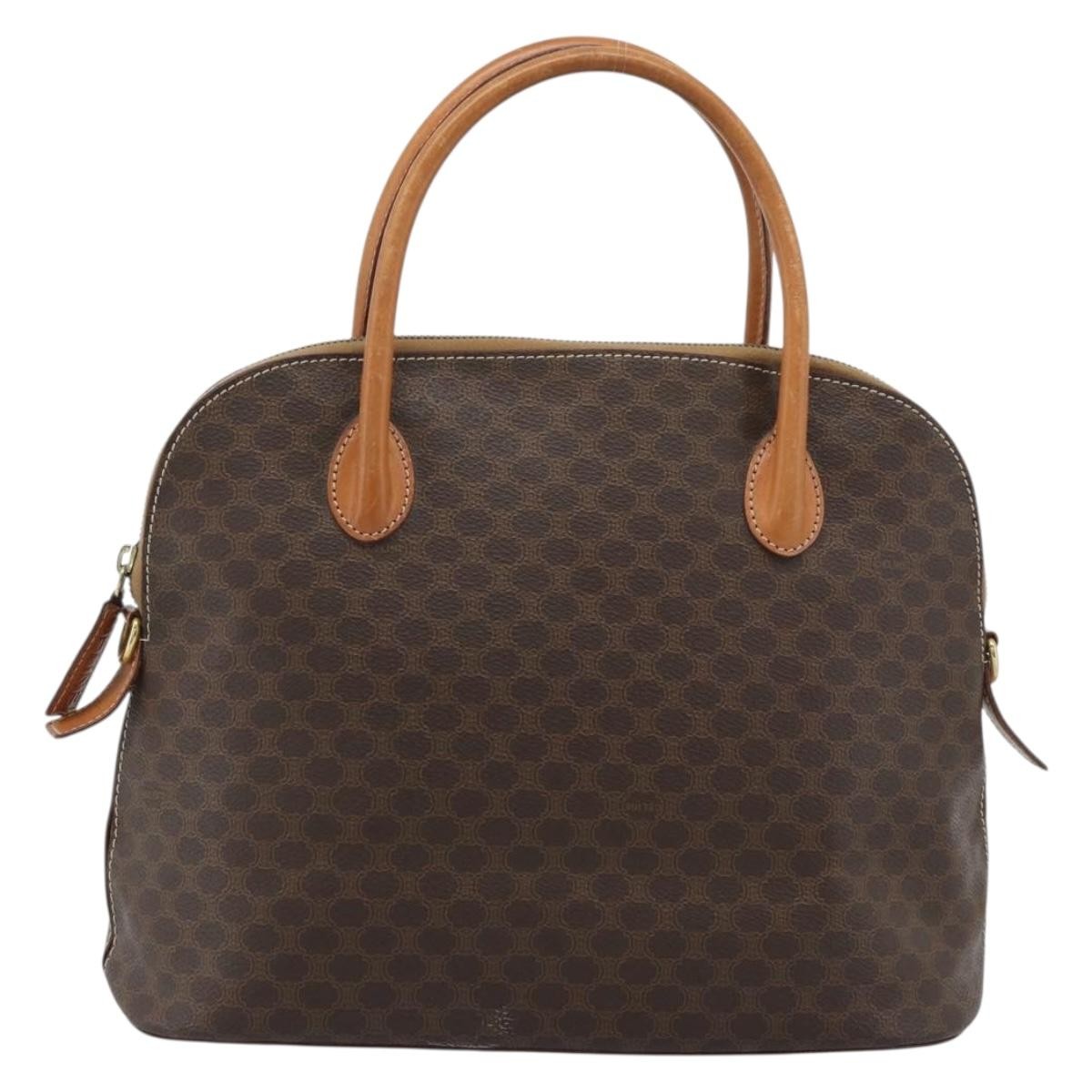 Celine Vintage Macadam Handbag Canvas, Brown, Canvas, Handbag