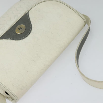 Christian Dior Vintage Honeycomb Flap Crossbody Bag Coated Canvas, WHITE, CANVAS, Crossbody bag