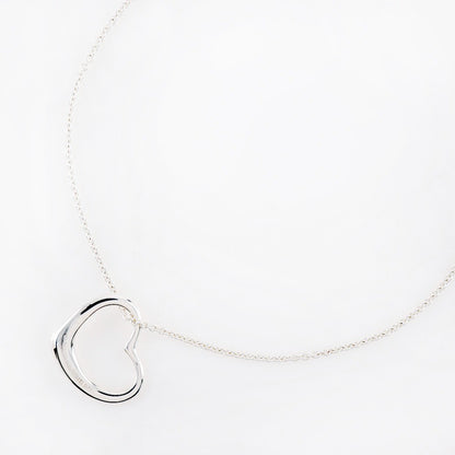 Tiffany & Co. Elsa Peretti Open Heart Pendant Necklace Sterling Silver, SILVER, SILVER, Necklace