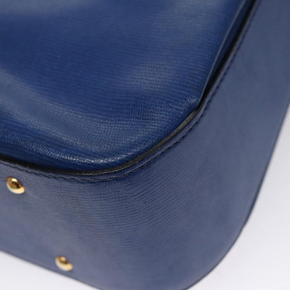 Celine Vintage turn lock shoulder bag Leather, BLUE, LEATHER, Handbag
