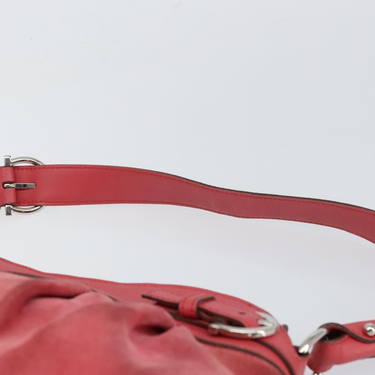 Salvatore Ferragamo Gancini Shoulder Bag Suede, PINK, SUEDE, Shoulder bag