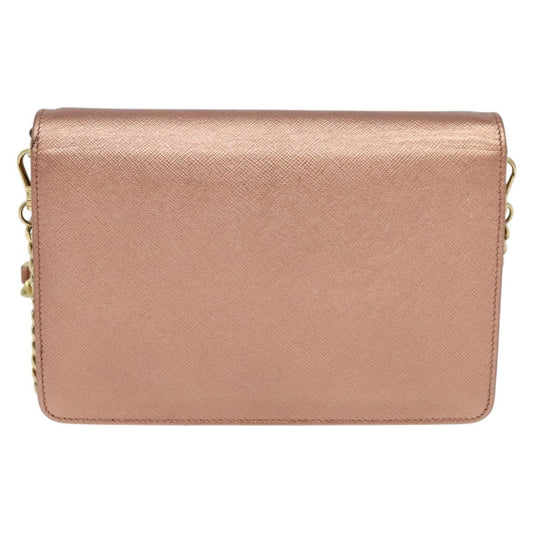 Prada Monochrome Chain Flap Bag Saffiano Leather, PINK, LEATHER, Shoulder bag