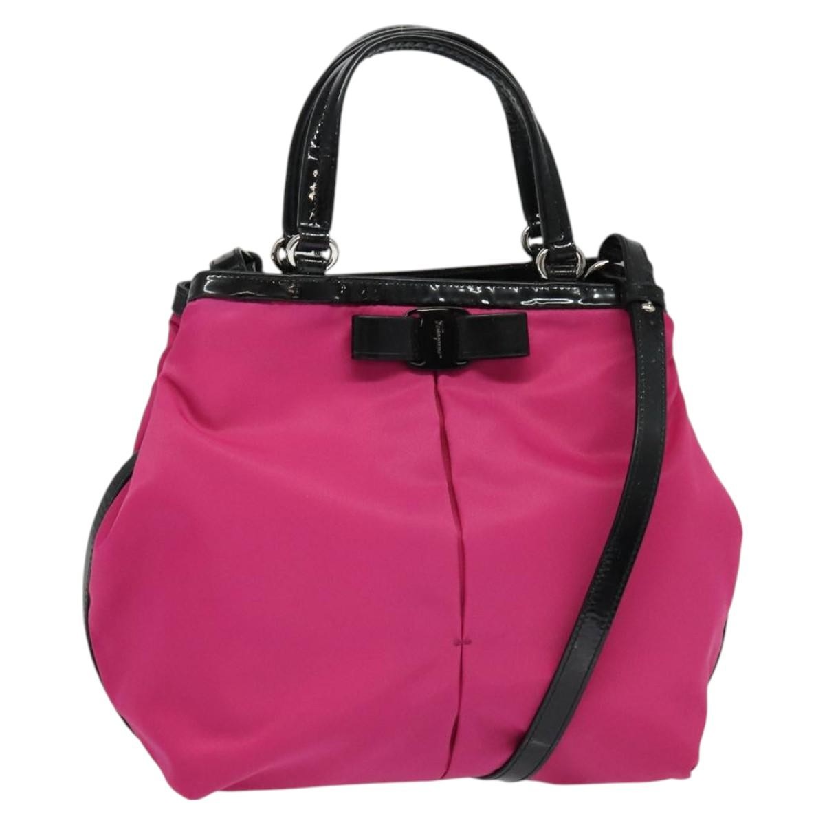 Salvatore Ferragamo Vala Handbag Nylon, PINK, NYLON, Handbag