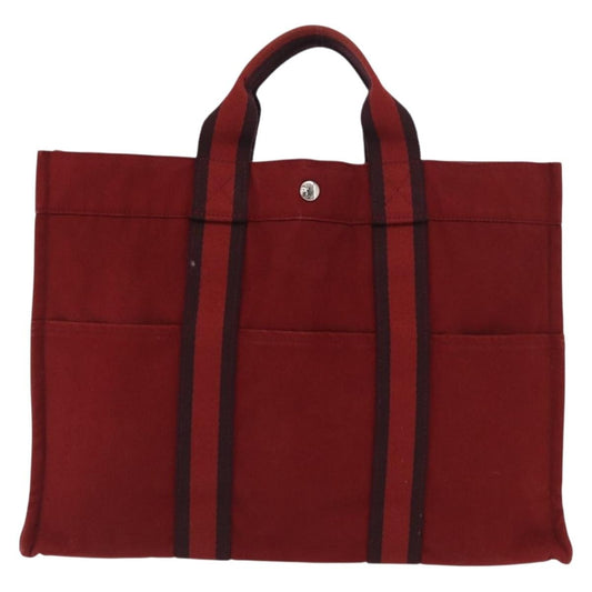 Hermes Fourre Tout Tote Canvas, RED, CANVAS, Tote bag