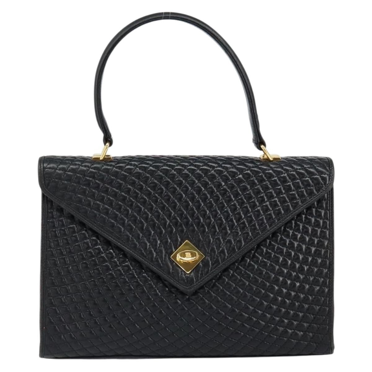 Bally Vintage Handbag Quilted Leather, BLACK, LEATHER, Handbag