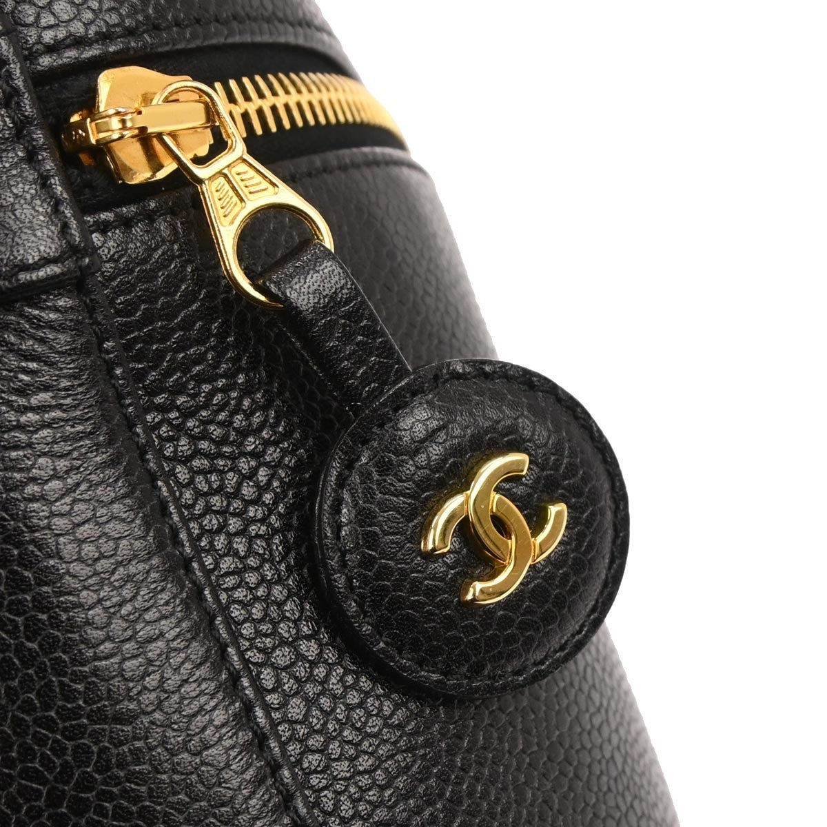 Chanel Vintage Timeless Cosmetic Case Caviar, Black, Leather, Clutch
