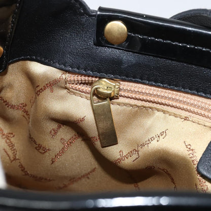 Salvatore Ferragamo Gancini Tote Patent leather, BLACK, PATENT_LEATHER, Tote bag