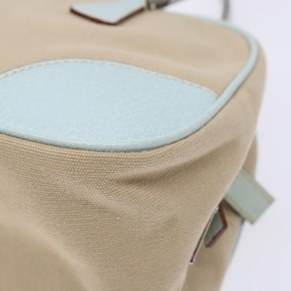 Prada Bauletto Bag Canvas with Leather, BEIGE, CANVAS, Handbag