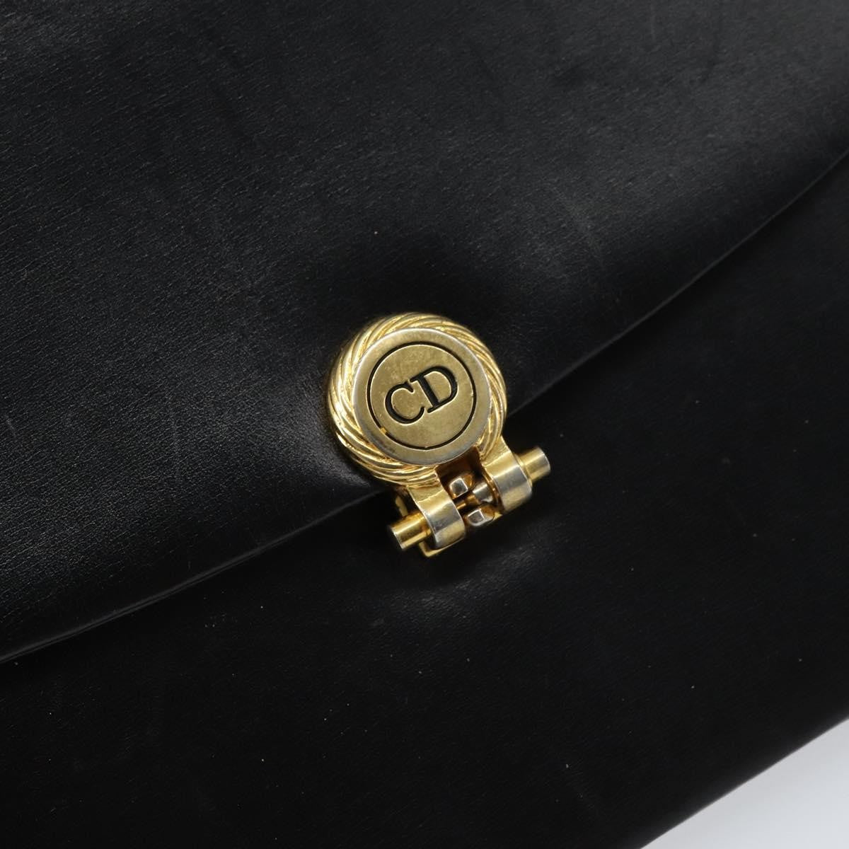 Christian Dior Vintage Chain Flap Shoulder Bag Leather, BLACK, LEATHER, Shoulder bag