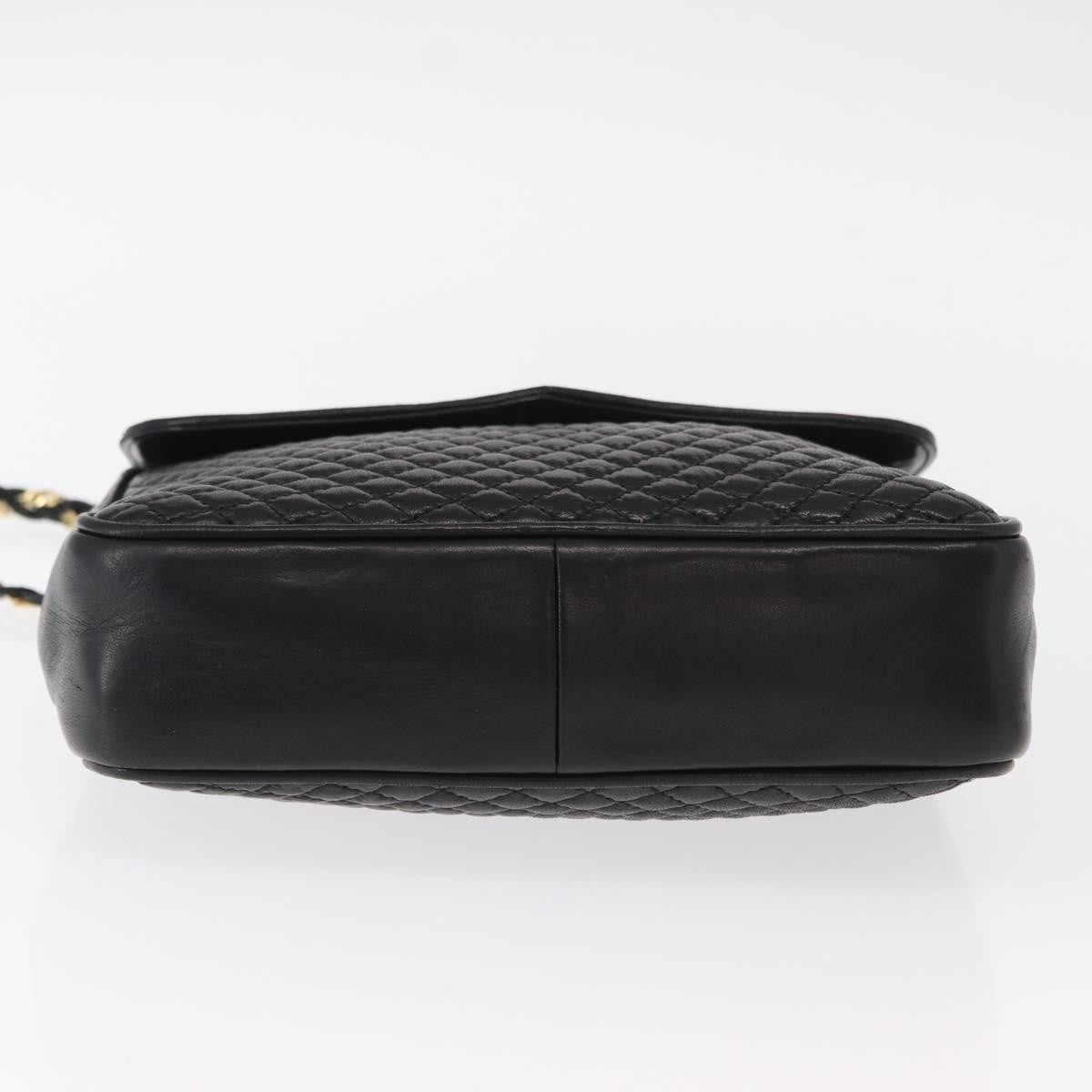 Bally Vintage Chain Shoulder Bag Quilted Leather, Black, Leather, Shoulder Bag