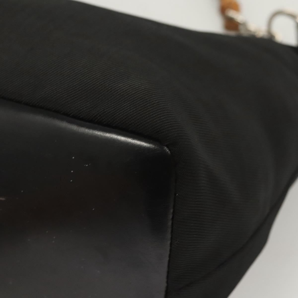 Gucci Vintage Bamboo Hobo Nylon, BLACK, NYLON, Handbag