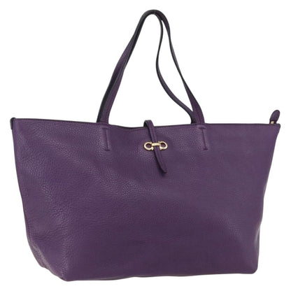 Salvatore Ferragamo Gancini Tote Leather, PURPLE, LEATHER, Tote bag