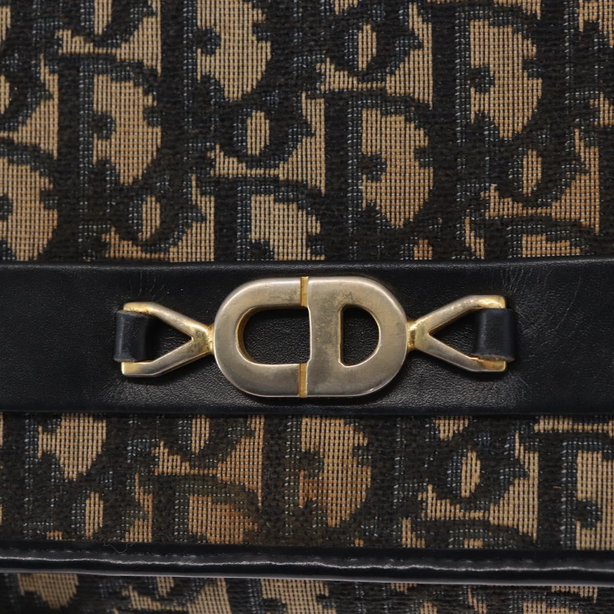 Christian Dior Vintage CD Chain Flap Shoulder Bag Diorissimo Canvas, NAVY, CANVAS, Shoulder bag
