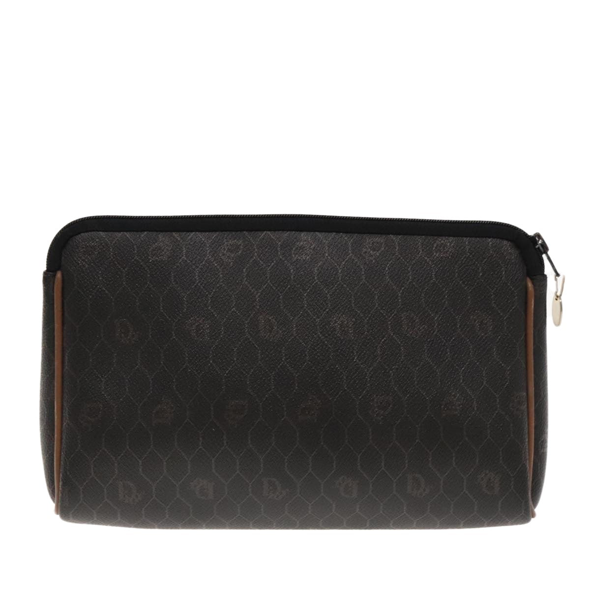 Christian Dior Vintage Honeycomb Zip Pouch Coated Canvas, BLACK, PVC, Clutche & pouche