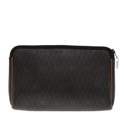 Christian Dior Vintage Honeycomb Zip Pouch Coated Canvas, BLACK, PVC, Clutche & pouche