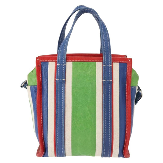 Balenciaga Bazar Convertible Tote Striped Leather, MULTICOLOUR, LEATHER, Tote bag