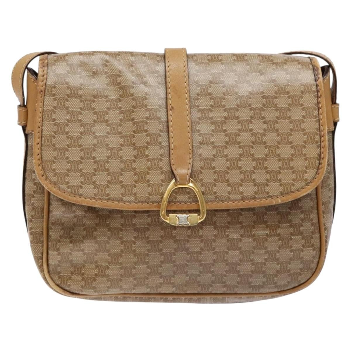 Celine Macadam Shoulder Bag PVC Leather, BEIGE, CANVAS, Shoulder bag
