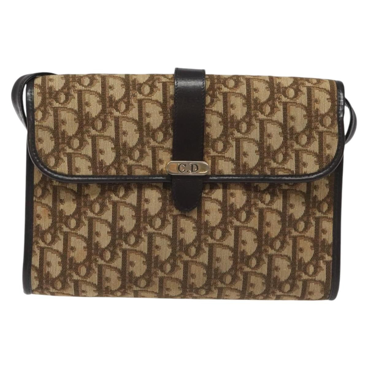 Christian Dior Vintage Trotter Crossbody Bag Diorissimo Coated Canvas, BROWN, CANVAS, Crossbody bag