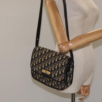 Christian Dior Vintage Flap Crossbody Bag Canvas, BLACK, CANVAS, Shoulder bag