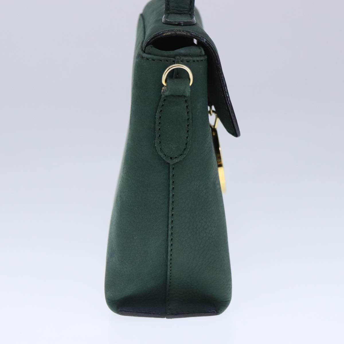Celine Circle Logo Handbag Leather, GREEN, LEATHER, Handbag