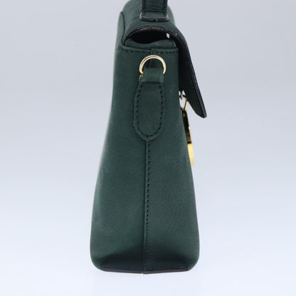 Celine Circle Logo Handbag Leather, GREEN, LEATHER, Handbag