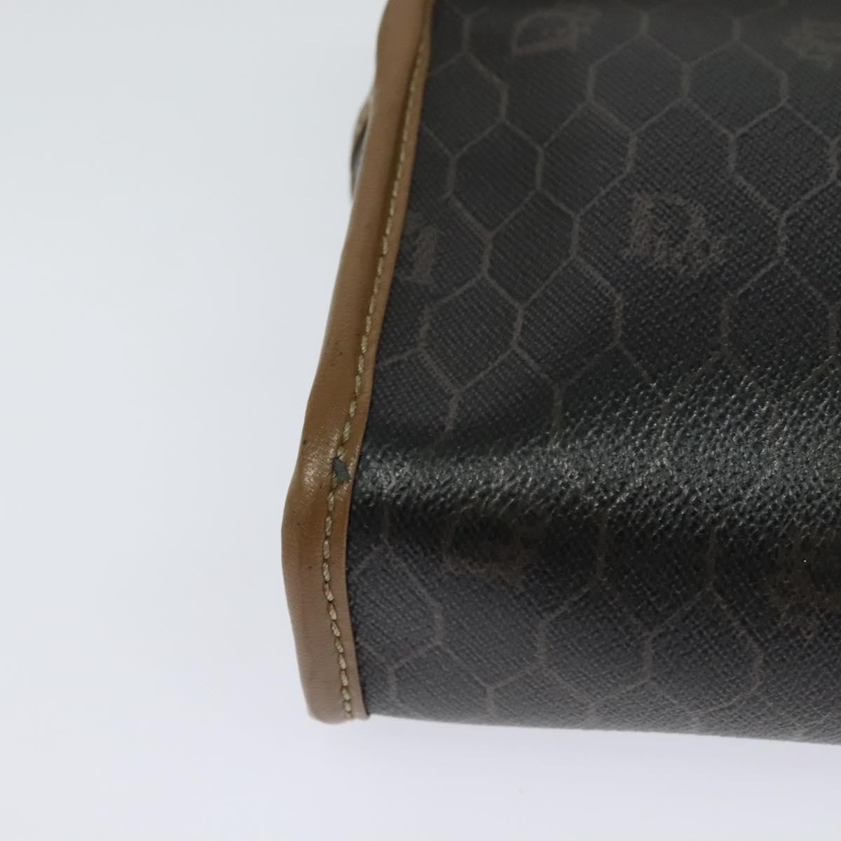 Christian Dior Vintage Honeycomb Zip Pouch Canvas and Leather, Black, Canvas, Clutch