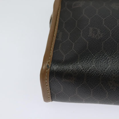 Christian Dior Vintage Honeycomb Zip Pouch Canvas and Leather, Black, Canvas, Clutch