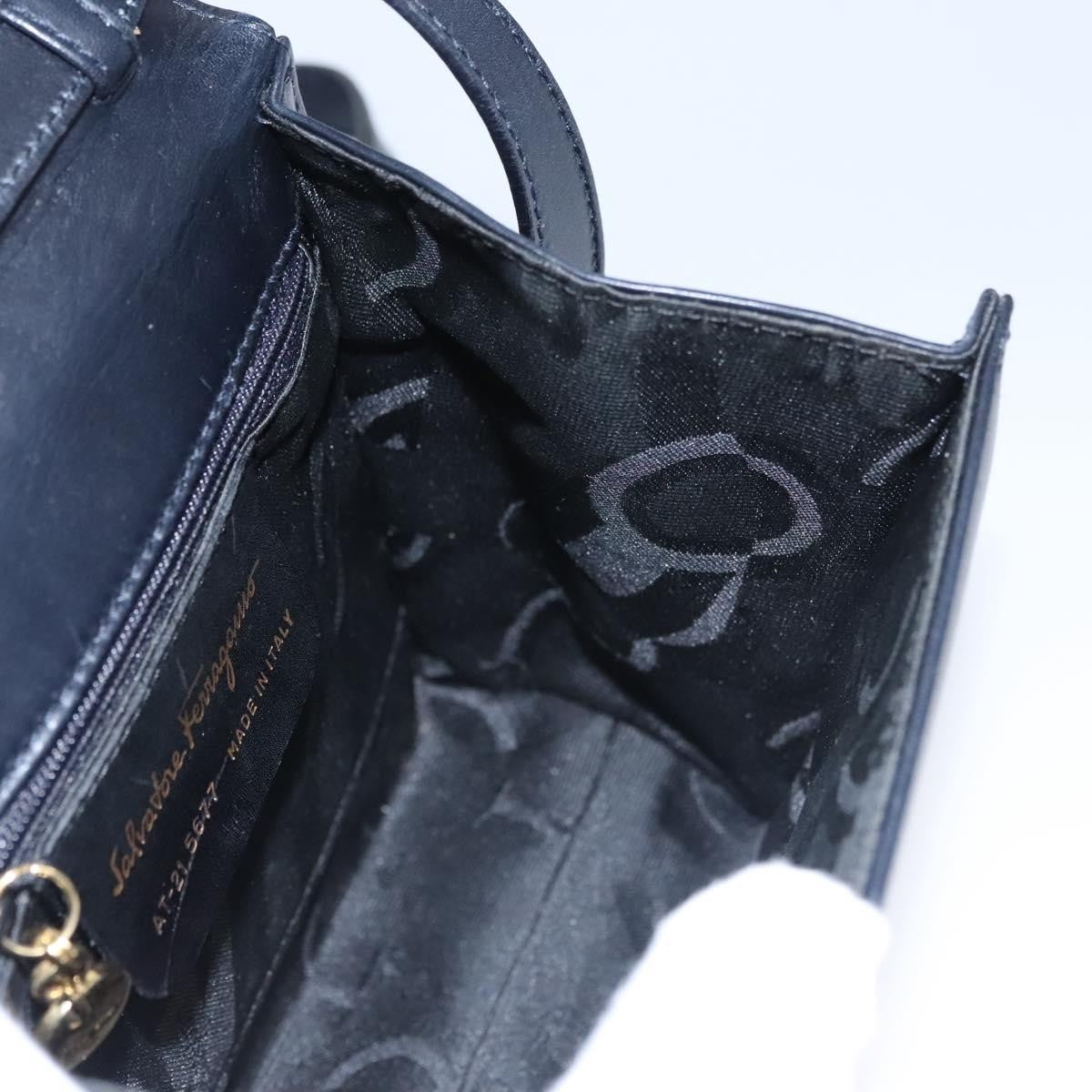 Salvatore Ferragamo Vintage Vara Bow Top Handle Bag Leather, NAVY, LEATHER, Handbag