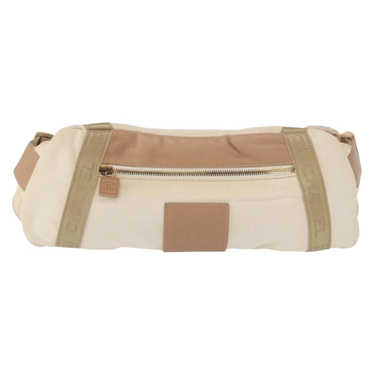 Chanel sports shoulder bag Coco mark, BEIGE, CANVAS, Shoulder bag