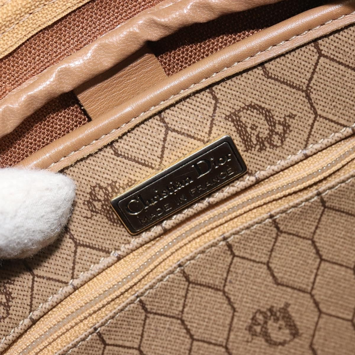 Christian Dior Vintage Honeycomb Shoulder Bag Canvas and Leather, BEIGE, CANVAS, Shoulder bag