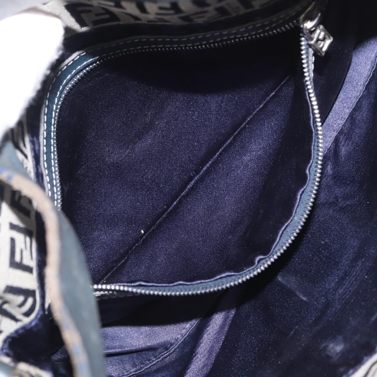 Fendi Baguette Bag Zucchino Canvas, NAVY, CANVAS, Shoulder bag