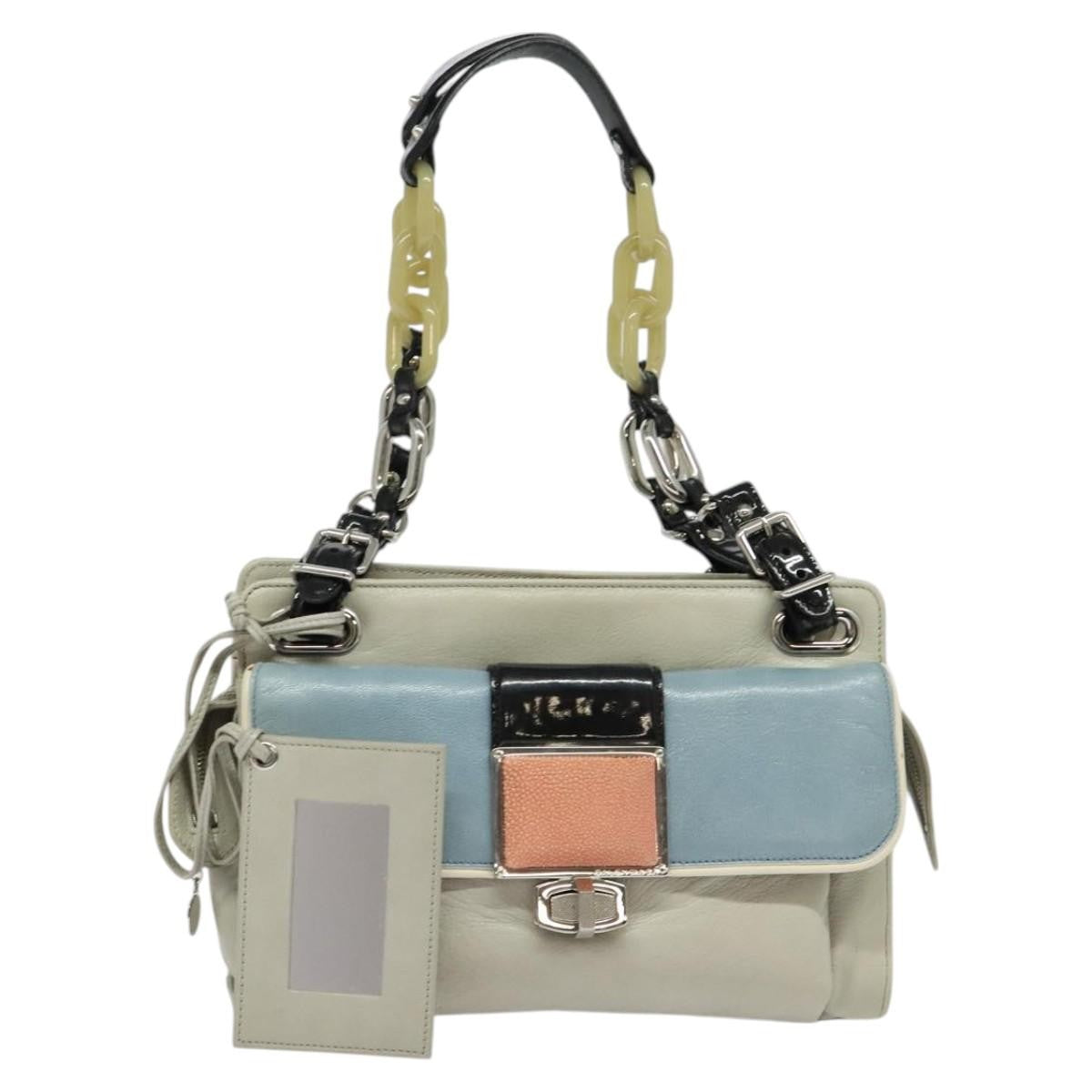 Balenciaga Cherche Midi Chain Shoulder Bag Leather, GRAY, LEATHER, Shoulder bag