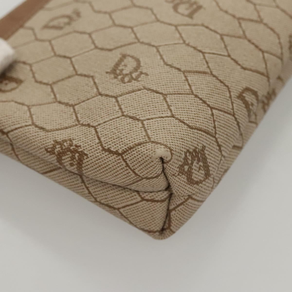 Christian Dior Vintage Honeycomb Zip Pouch Coated Canvas, BEIGE, PVC, Clutche & pouche