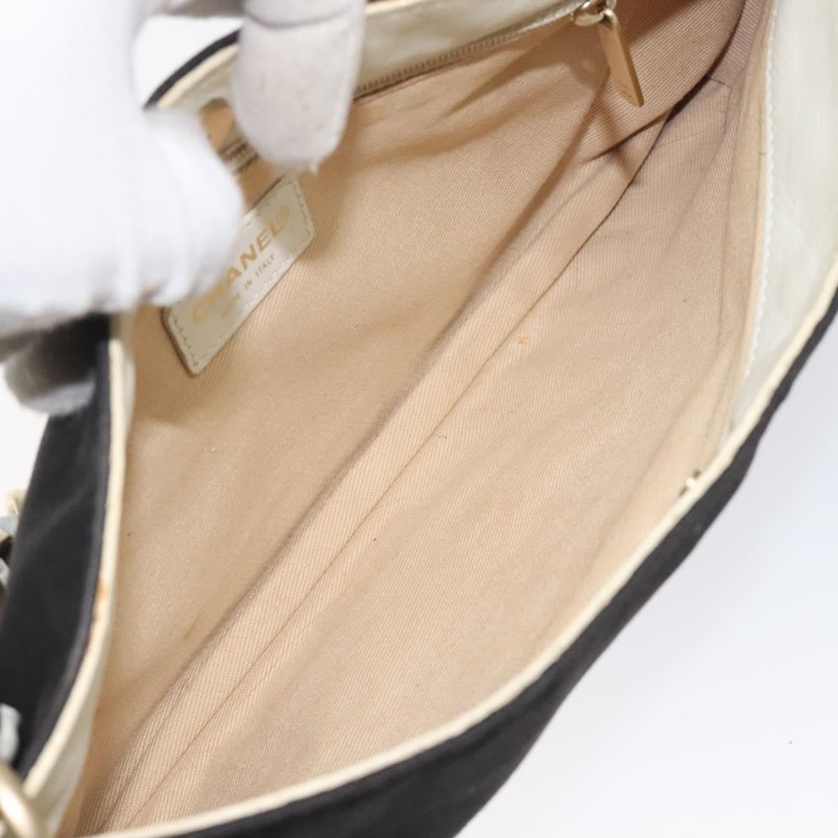 Chanel Vintage Olsen CC Chain Shoulder Bag Canvas and Leather, BLACK, CANVAS, Shoulder bag