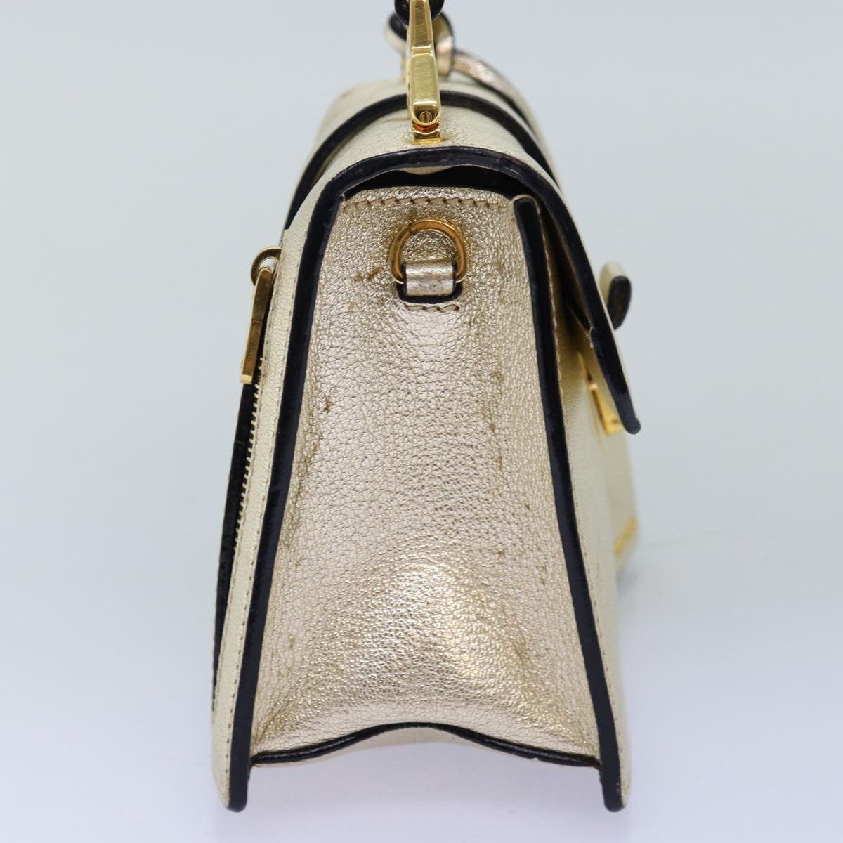 Miu Miu Madras Convertible Compartment Top Handle Bag Leather, GOLD, LEATHER, Handbag