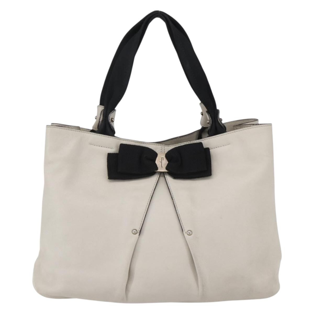 Salvatore Ferragamo Vala Handbag Leather, ECRU, LEATHER, Handbag