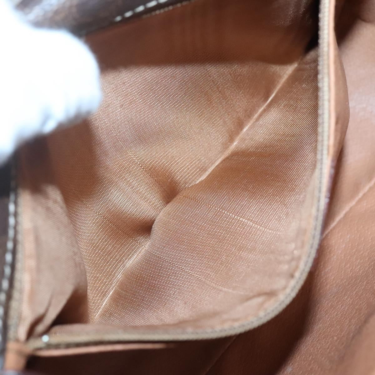 Celine Vintage Macadam Circle Logo Shoulder Bag Canvas and Leather, Brown, Canvas, Shoulder Bag