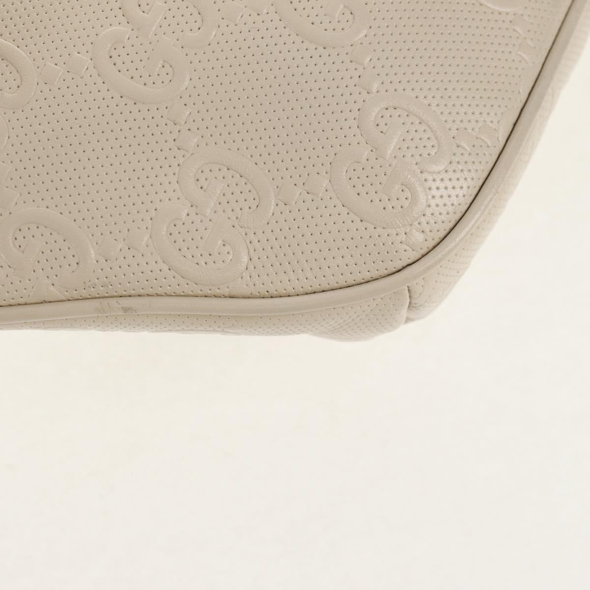 Gucci Front Pocket Belt Bag GG Embossed Perforated Leather, WHITE, CANVAS, Shoulder bag