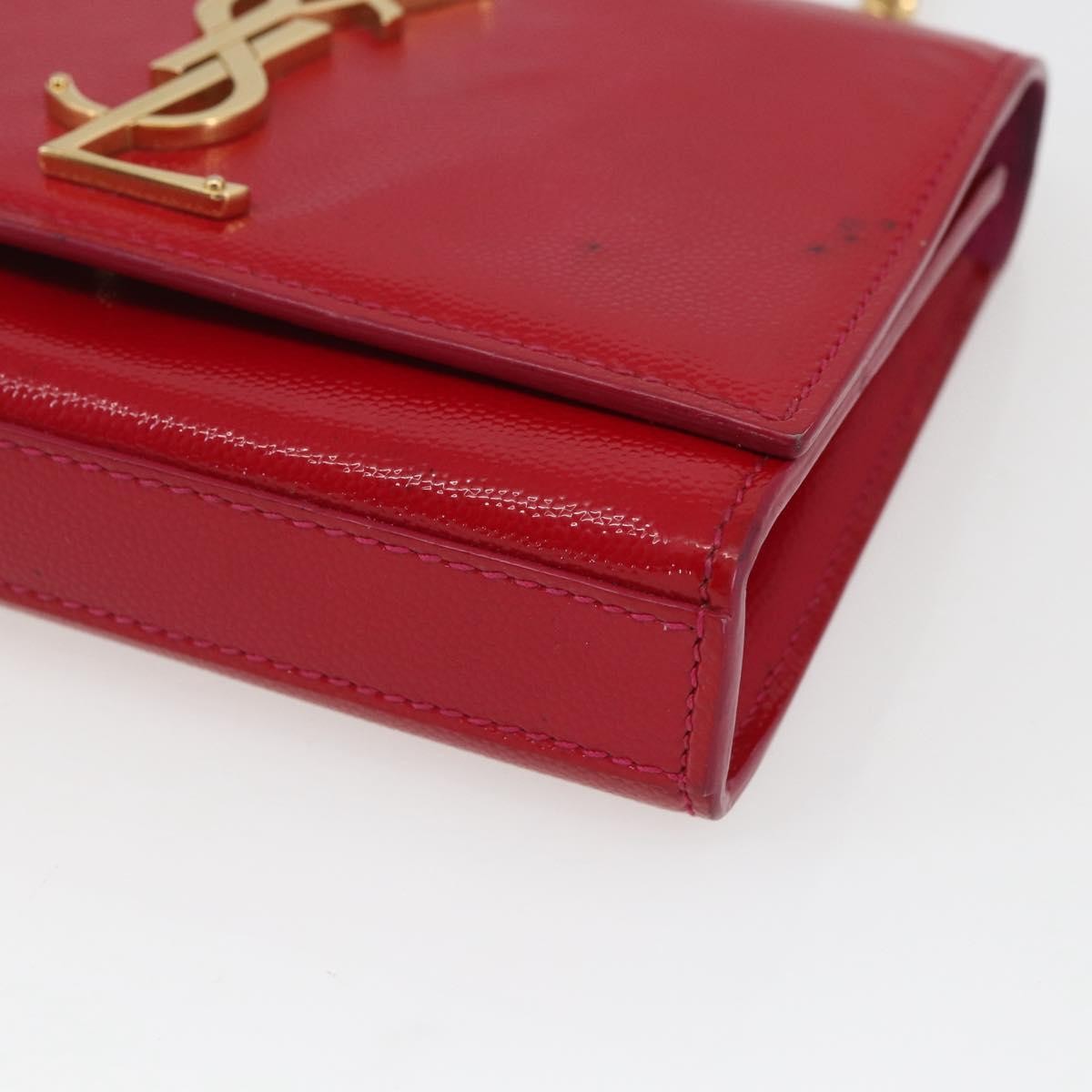 Saint Laurent Classic Monogram Crossbody Bag Grainy Leather, RED, LEATHER, Clutche & pouche