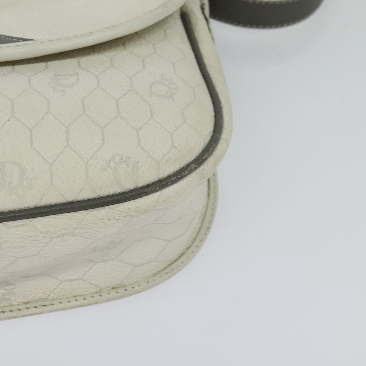 Christian Dior Vintage Honeycomb Flap Crossbody Bag Coated Canvas, WHITE, CANVAS, Crossbody bag
