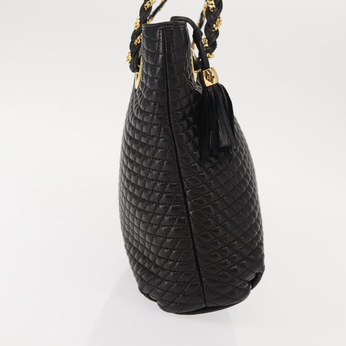Bally Vintage Chain Shoulder Bag Quilted Leather, BLACK, LEATHER, Shoulder bag