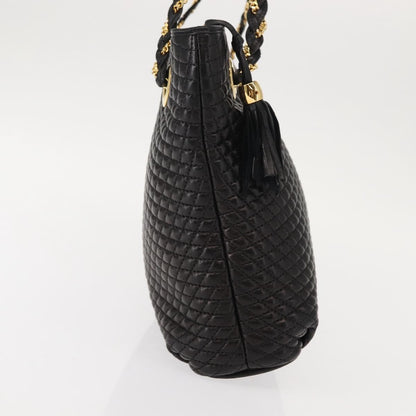 Bally Vintage Chain Shoulder Bag Quilted Leather, BLACK, LEATHER, Shoulder bag